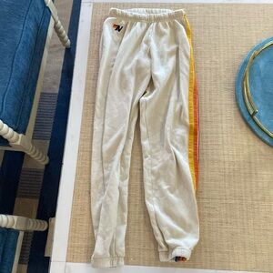 Aviator Nation Women’s White Sweatpants with Stripes size XS